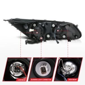 Honda Accord 13-15 4DR Projector Headlights U-bar Black Clear - Image 5