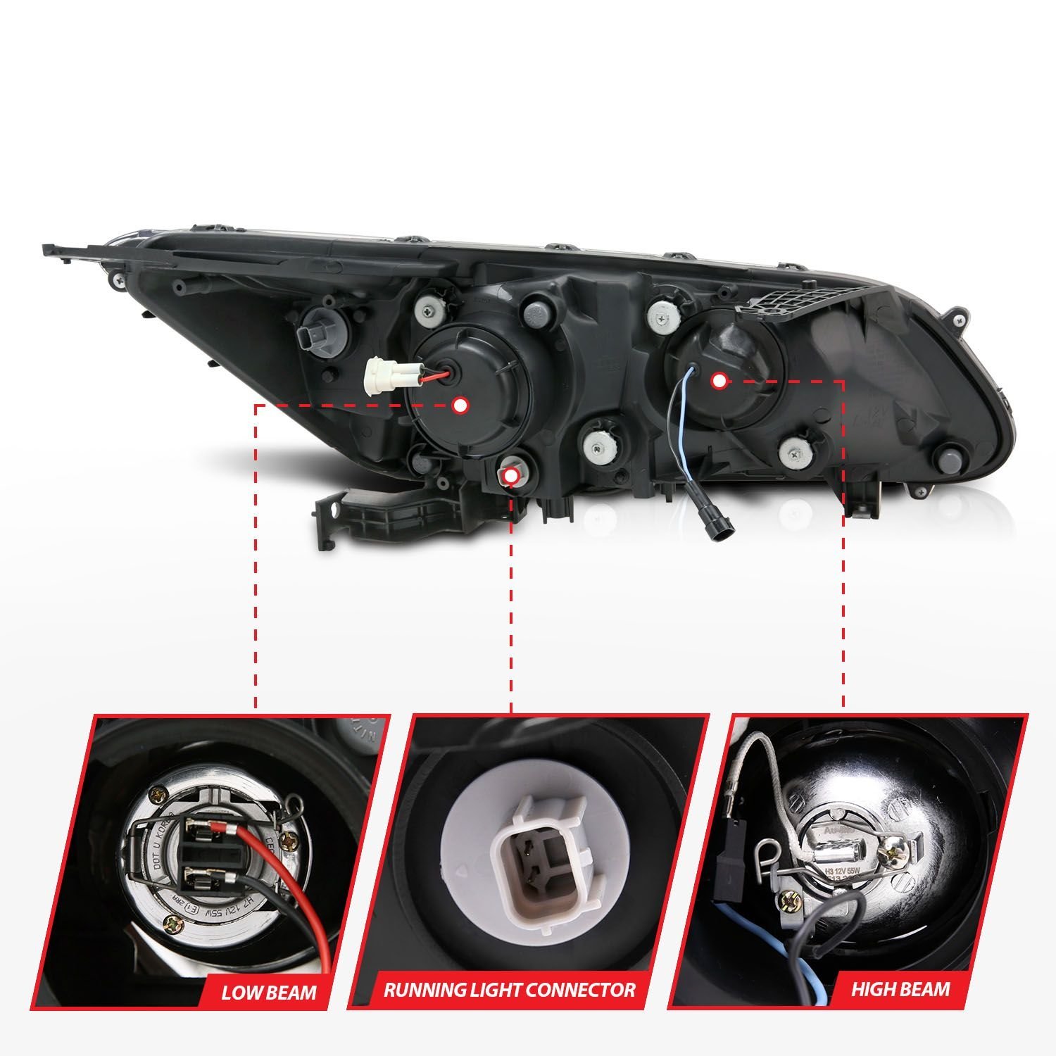 Honda Accord 13-15 4DR Projector Headlights U-bar Black Clear - Image 5
