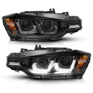 BMW 3 Series F30 4DR 12-15 Projector Headlights U-bar Black - Image 2