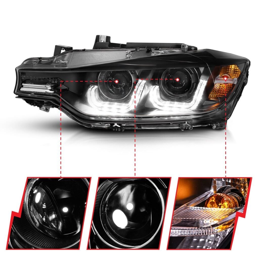 BMW 3 Series F30 4DR 12-15 Projector Headlights U-bar Black