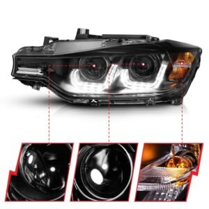 BMW 3 Series F30 4DR 12-15 Projector Headlights U-bar Black - Image 3