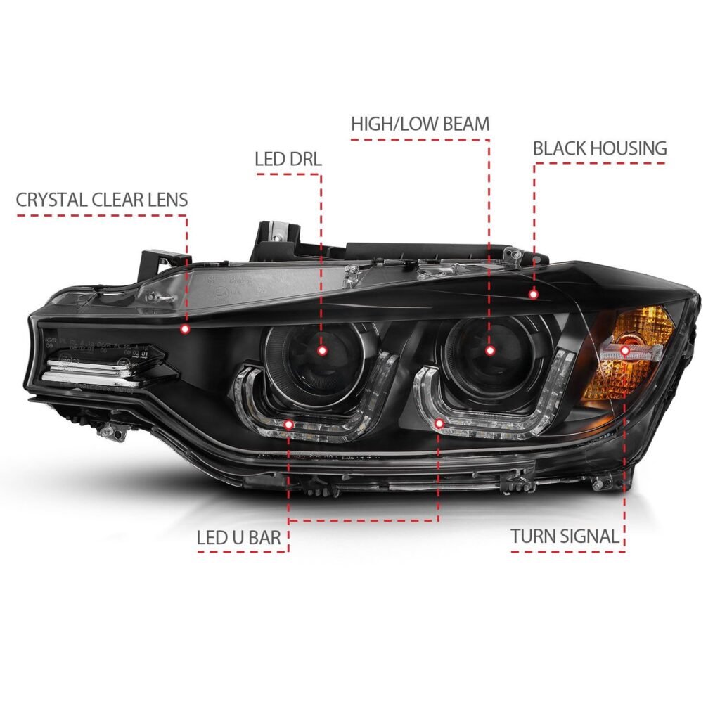 BMW 3 Series F30 4DR 12-15 Projector Headlights U-bar Black