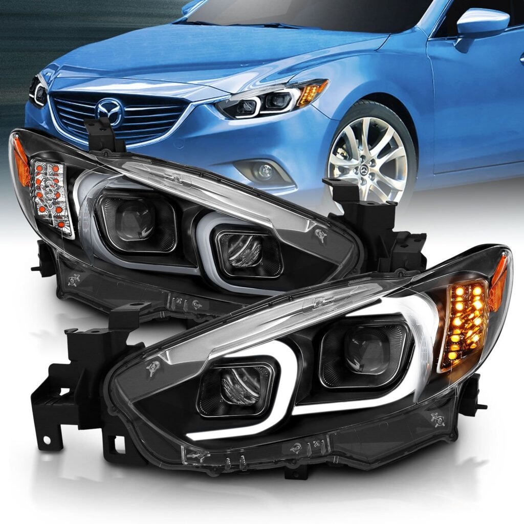 Mazda 6 14-15 Projector Led Plank Style Headlights Black W/ Amber