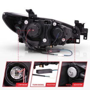 Mazda 6 14-15 Projector Led Plank Style Headlights Black W/ Amber - Image 5