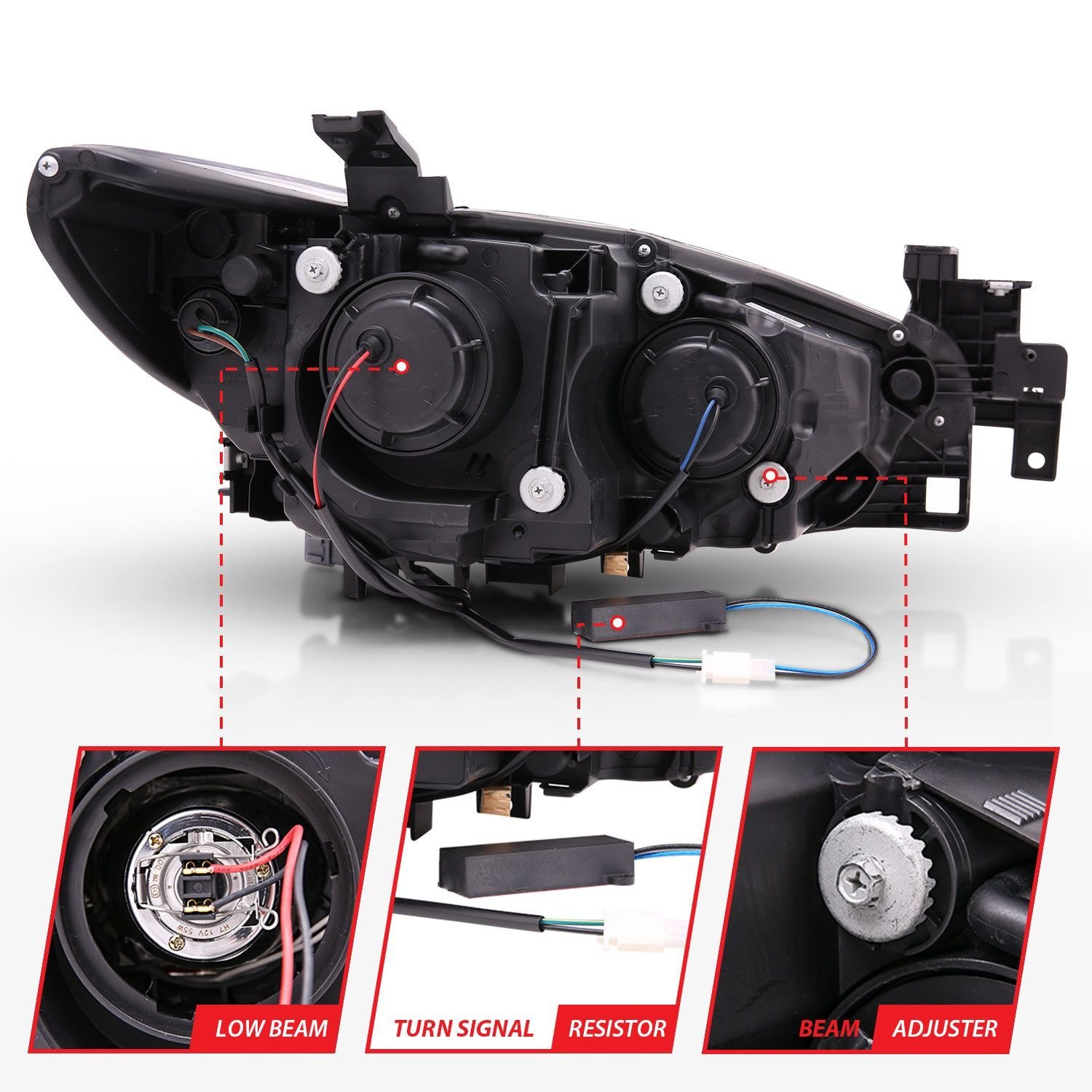 Mazda 6 14-15 Projector Led Plank Style Headlights Black W/ Amber - Image 5