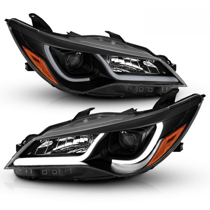 Toyota Camry 15-17 Projector Plank Style Headlights Black Amber (4DR)
