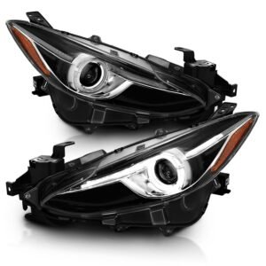 Mazda 3 14-16 Projector Halo Headlights Black - Image 2