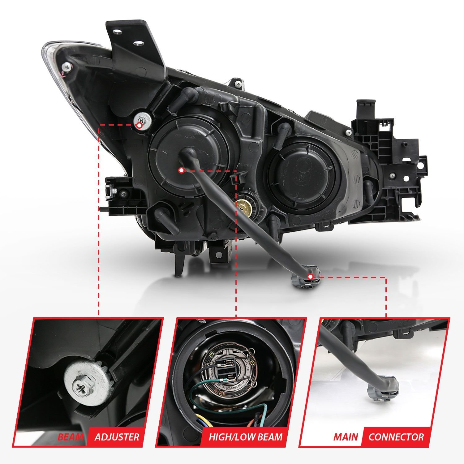 Mazda 3 14-16 Projector Halo Headlights Black - Image 5
