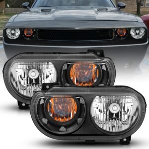 Dodge Challenger 08-14 Crystal Headlights Black - Image 1