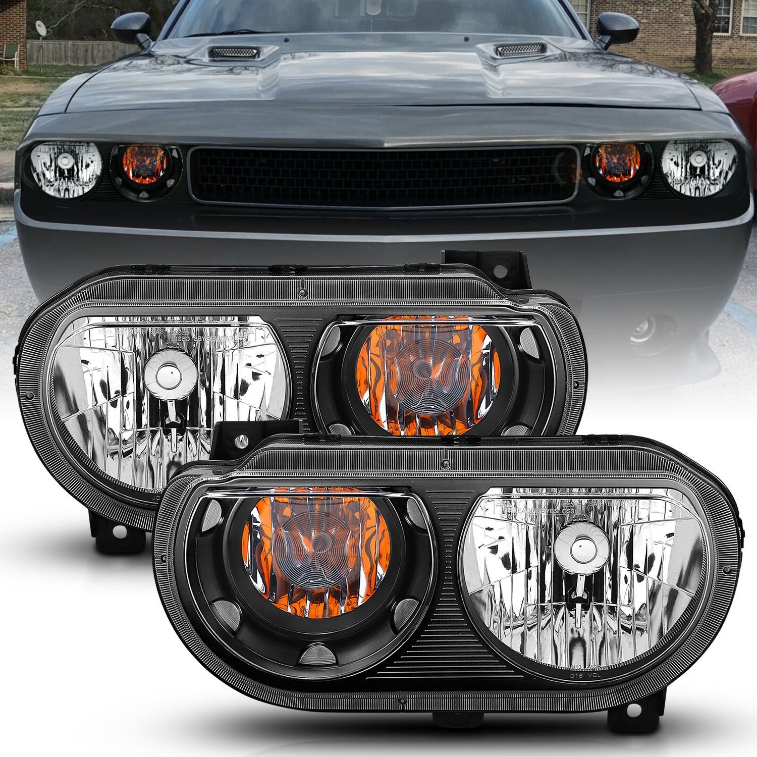 Dodge Challenger 08-14 Crystal Headlights Black - Image 1
