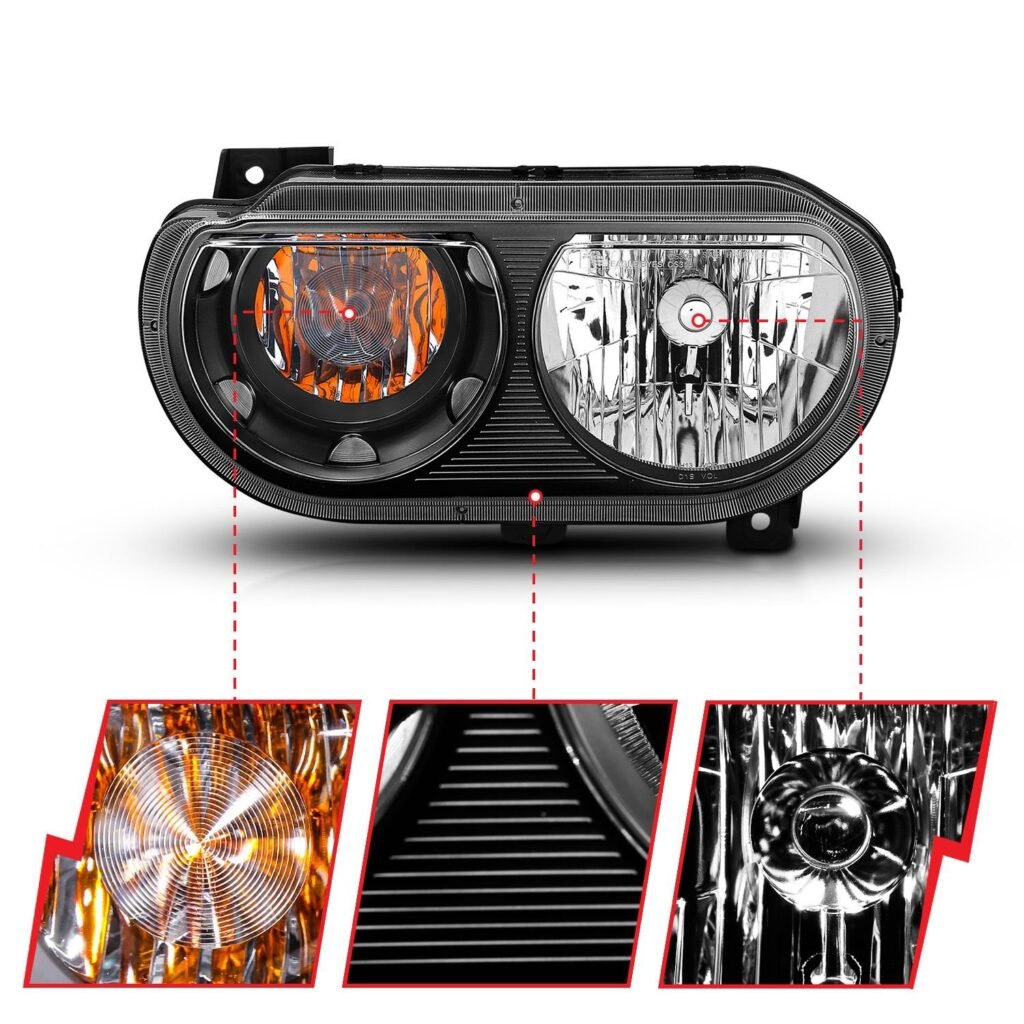 Dodge Challenger 08-14 Crystal Headlights Black