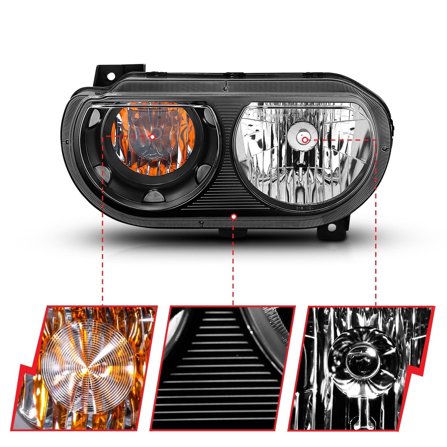 Dodge Challenger 08-14 Crystal Headlights Black - Image 3