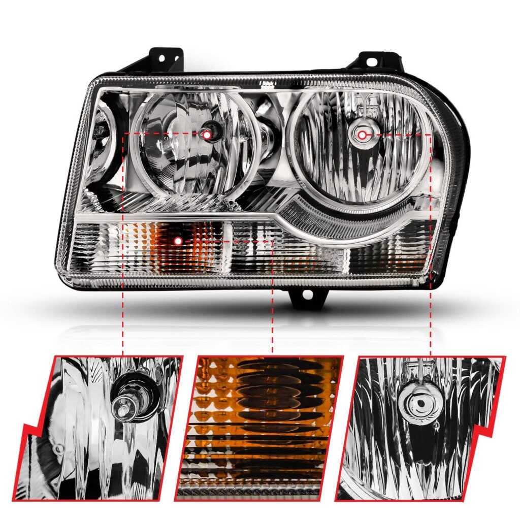 Chrysler 300 05-10 Crystal Headlight With Chrome Housing (for Halogen Models Only)