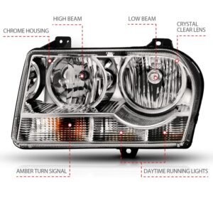 Chrysler 300 05-10 Crystal Headlight With Chrome Housing (for Halogen Models Only) - Image 3