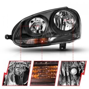 Volkswagen US Rabbit 06-09 / Jetta 05-10 / Gti 06-09 Crystal Headlight Black - Image 3