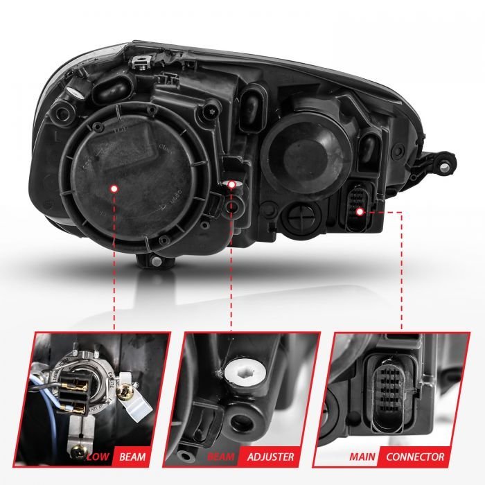 Volkswagen US Rabbit 06-09 / Jetta 05-10 / Gti 06-09 Crystal Headlight Black
