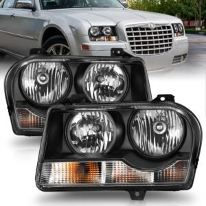Chrysler 300 05-10 Crystal Headlights W/ Black Housing (for Halogen Models Only) - Image 1