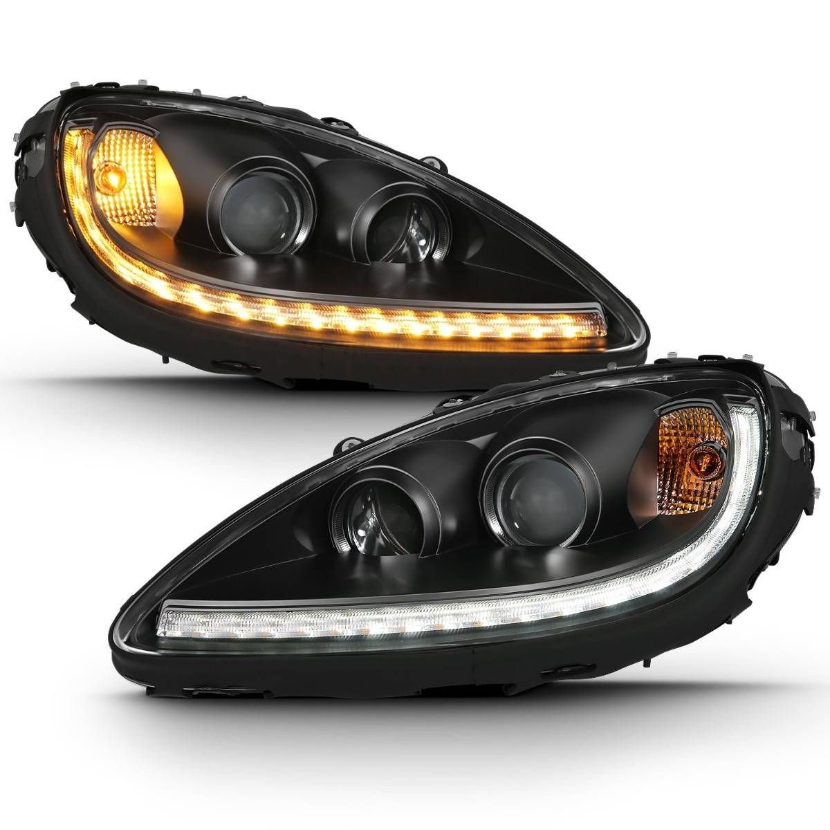 Chevy Corvette 05-13 Plank Style Projector Headlights Black - Image 4