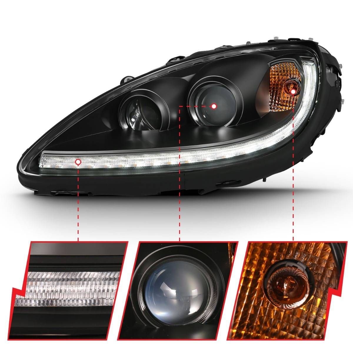 Chevy Corvette 05-13 Plank Style Projector Headlights Black - Image 2