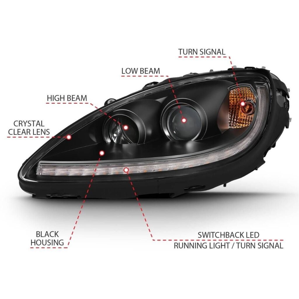Chevy Corvette 05-13 Plank Style Projector Headlights Black