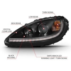 Chevy Corvette 05-13 Plank Style Projector Headlights Black - Image 3