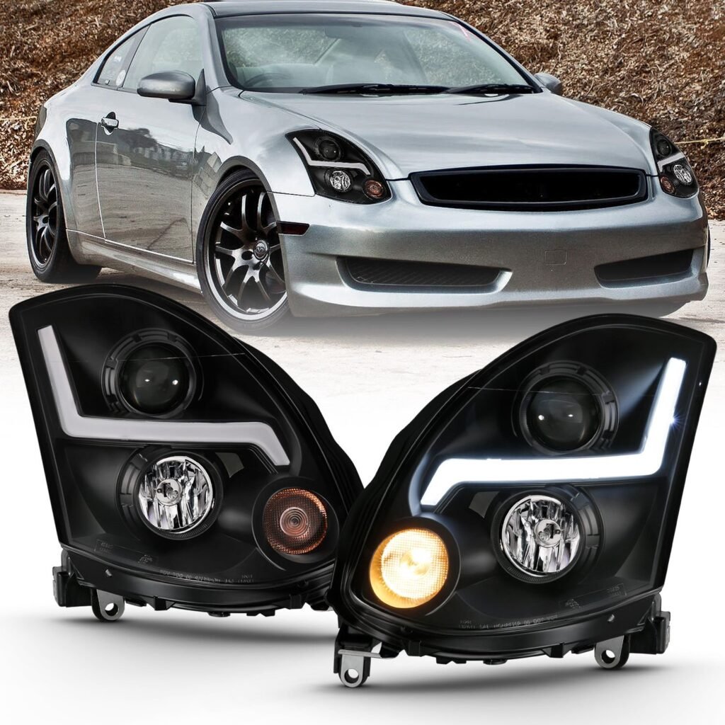 Infiniti G35 2DR 03-07 Projector Headlight Plank Style Black