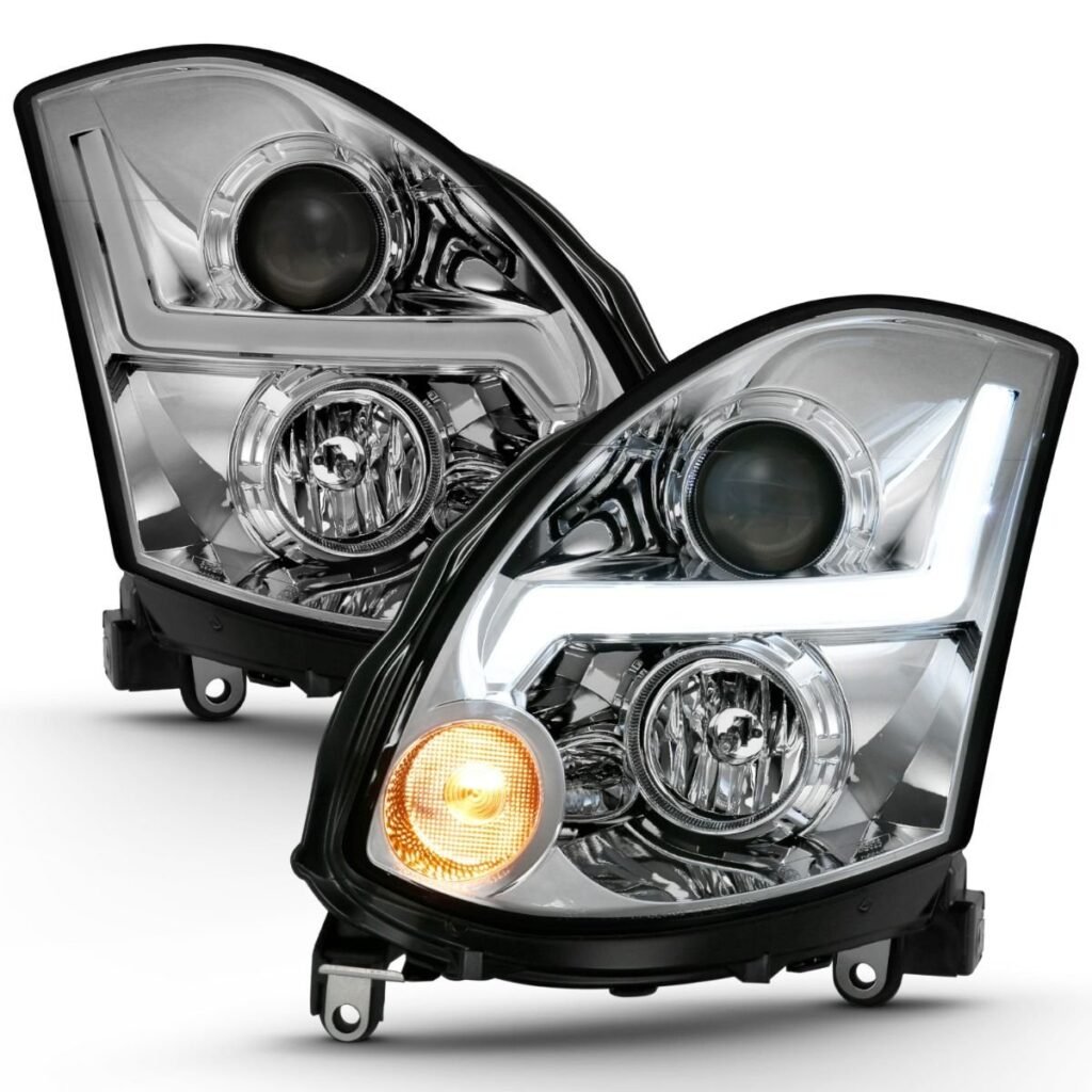 Infiniti G35 2DR 03-07 Projector Headlight Plank Style Chrome