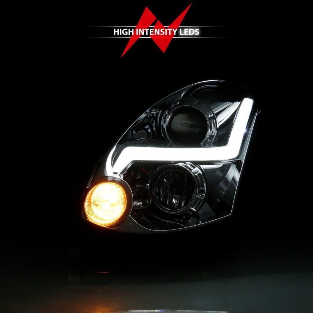 Infiniti G35 2DR 03-07 Projector Headlight Plank Style Chrome