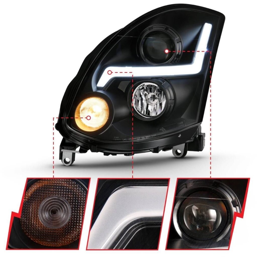 Infiniti G35 2DR 03-07 Projector Headlight Plank Style Black