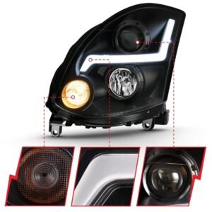 Infiniti G35 2DR 03-07 Projector Headlight Plank Style Black - Image 3
