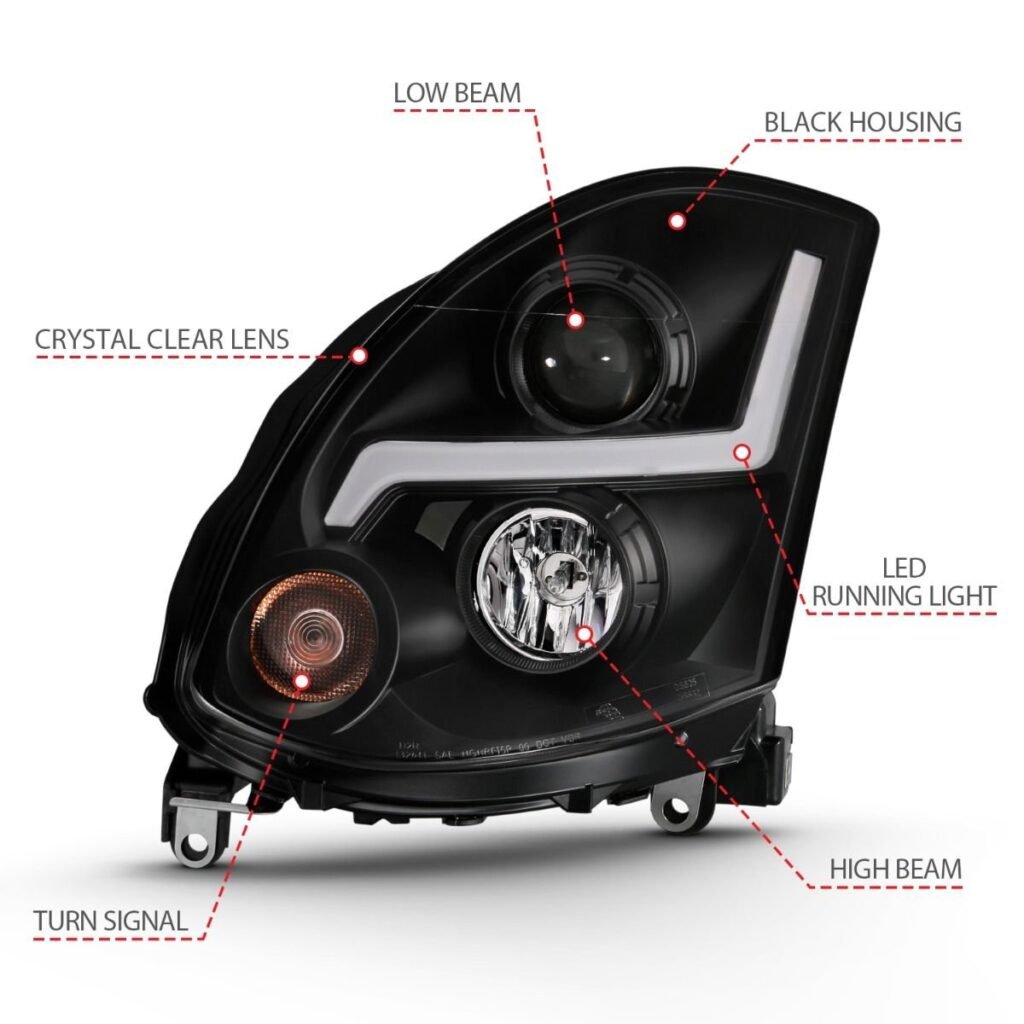 Infiniti G35 2DR 03-07 Projector Headlight Plank Style Black