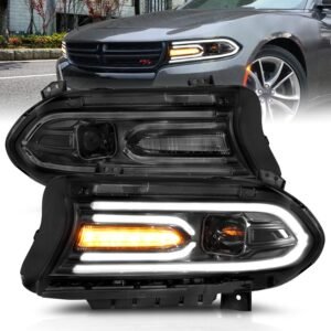 Dodge Charger 15-22 Projector Headlights Plank Style Black - Image 1