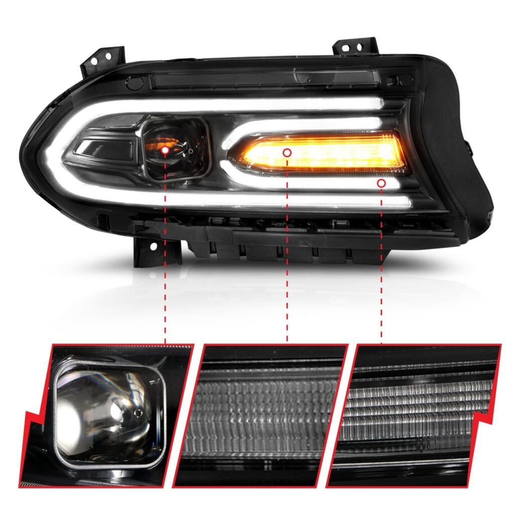 Dodge Charger 15-22 Projector Headlights Plank Style Black