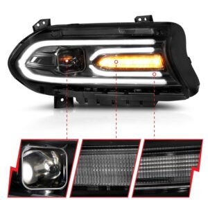 Dodge Charger 15-22 Projector Headlights Plank Style Black - Image 5