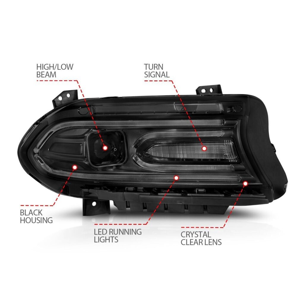 Dodge Charger 15-22 Projector Headlights Plank Style Black