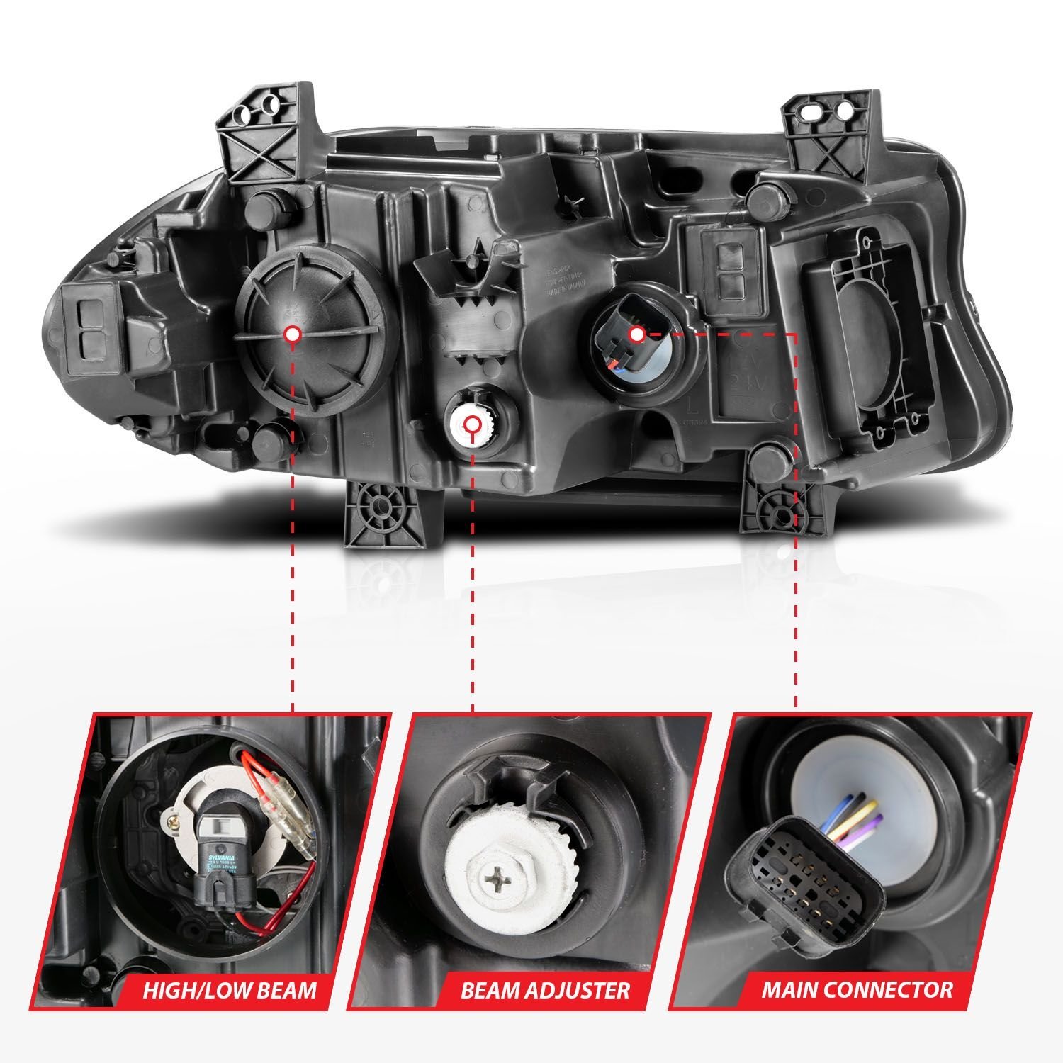 Dodge Charger 15-22 Projector Headlights Plank Style Black - Image 4