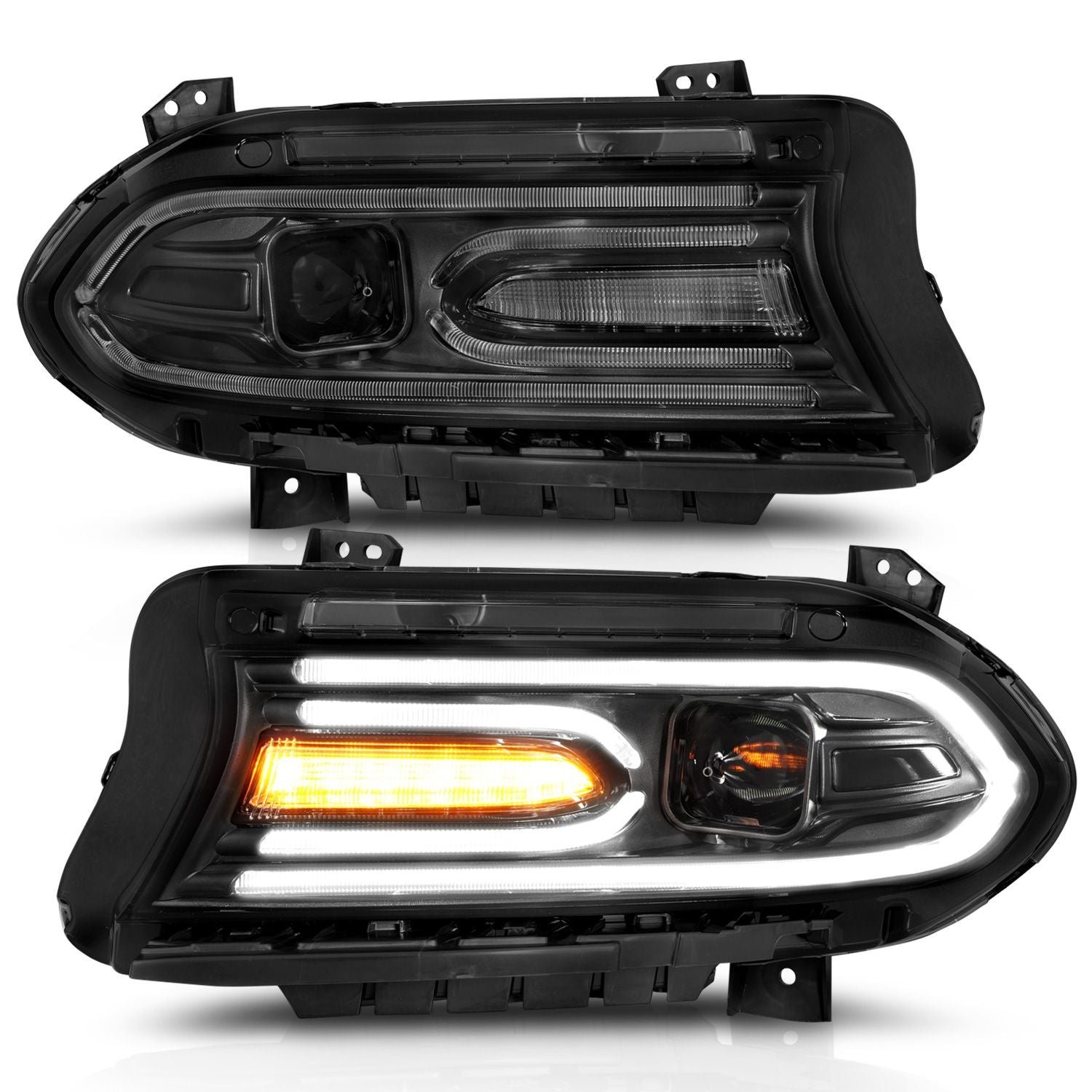 Dodge Charger 15-22 Projector Headlights Plank Style Black - Image 2