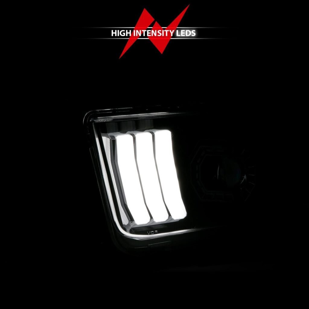 Ford Mustang 05-09 Projector Light Bar Style Headlights Black
