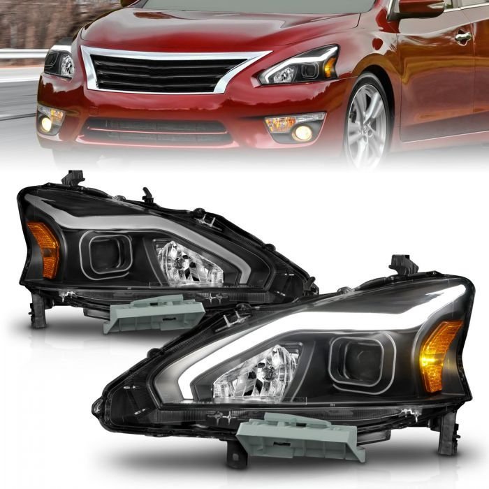 Nissan Altima 13-15 4DR Projector Light Bar G2 Headlights Black Clear Amber