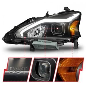 Nissan Altima 13-15 4DR Projector Light Bar G2 Headlights Black Clear Amber - Image 3