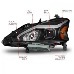 Nissan Altima 13-15 4DR Projector Light Bar G2 Headlights Black Clear Amber - Image 4