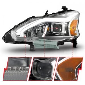Nissan Altima 13-15 4DR Projector Light Bar G2 Headlights Chrome Clear Amber - Image 3