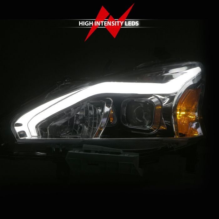 Nissan Altima 13-15 4DR Projector Light Bar G2 Headlights Chrome Clear Amber
