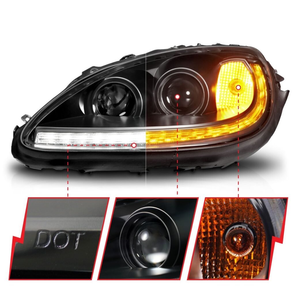 Chevy Corvette 05-13 Projector Headlights Black Amber
