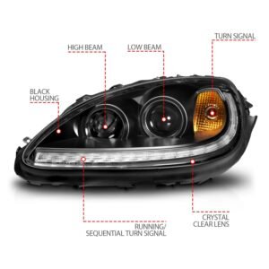Chevy Corvette 05-13 Projector Headlights Black Amber - Image 3