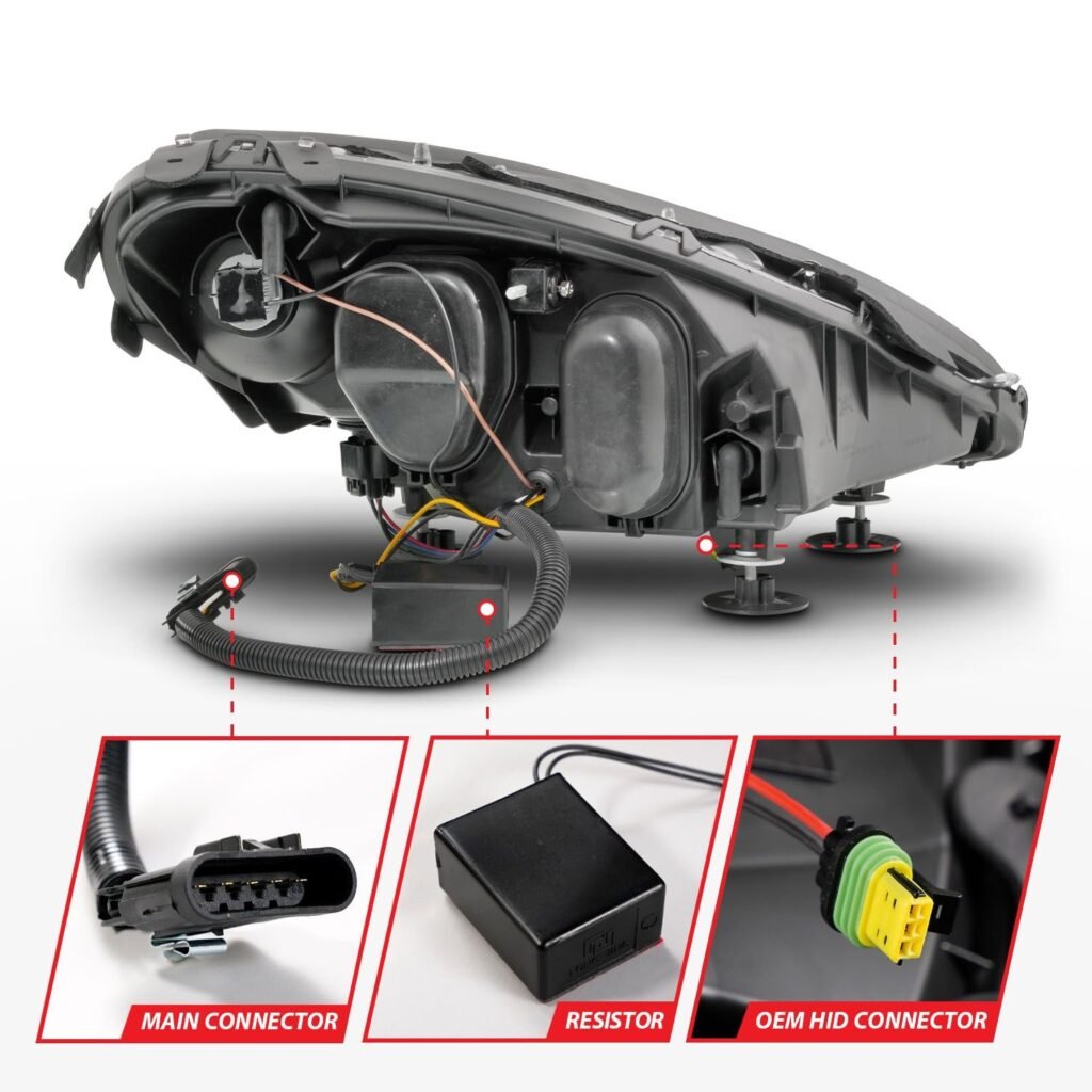 Chevy Corvette 05-13 Projector Headlights Black Amber