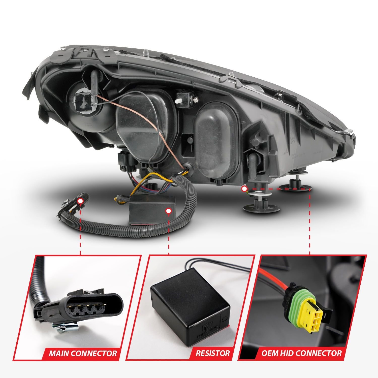 Chevy Corvette 05-13 Projector Headlights Black Amber - Image 4