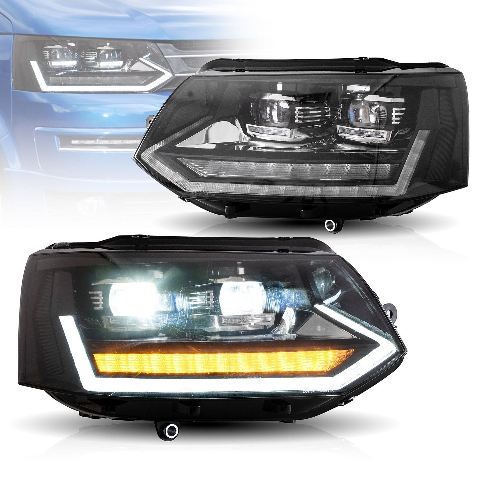VLAND LED Projector Headlights For Volkswagen Transporter Caravelle Multivan T5 Base/SE/Sportline 2010-2015 - Image 1