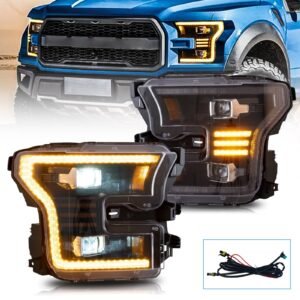 VLAND Full LED Headlights For Ford F150 13th Gen Pickup 2015-2017 With Amber DRL - Image 2