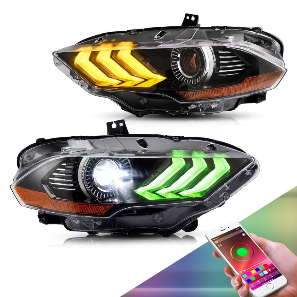 VLAND LED & RGB Projector Headlights For Ford Mustang GT and EcoBoost Models 2018-2022